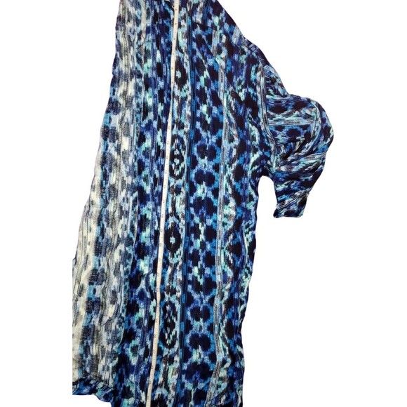 Women's Cardigan Small Blue Geometric Print NWT Open Front Lightweight Sweater - Picture 7 of 7